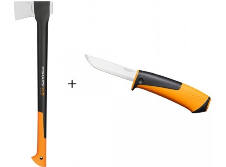 Fiskars Sekera štípací X21 + Nůž univerz. Hardware 1025436