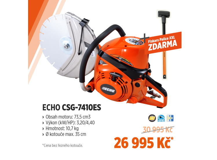 ECHO CSG-7410ES motorová rozbrušovací pila 350 mm + Fiskars Palice XXL ZDARMA v hodnotě 2 690 Kč – 14857203
