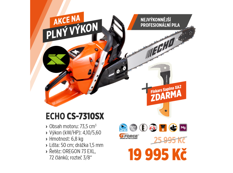 ECHO CS-7310SX profesionální benzínová motorová pila 73,5 cm³, lišta 50 cm + sapina Fiskars ZDARMA – 12468200