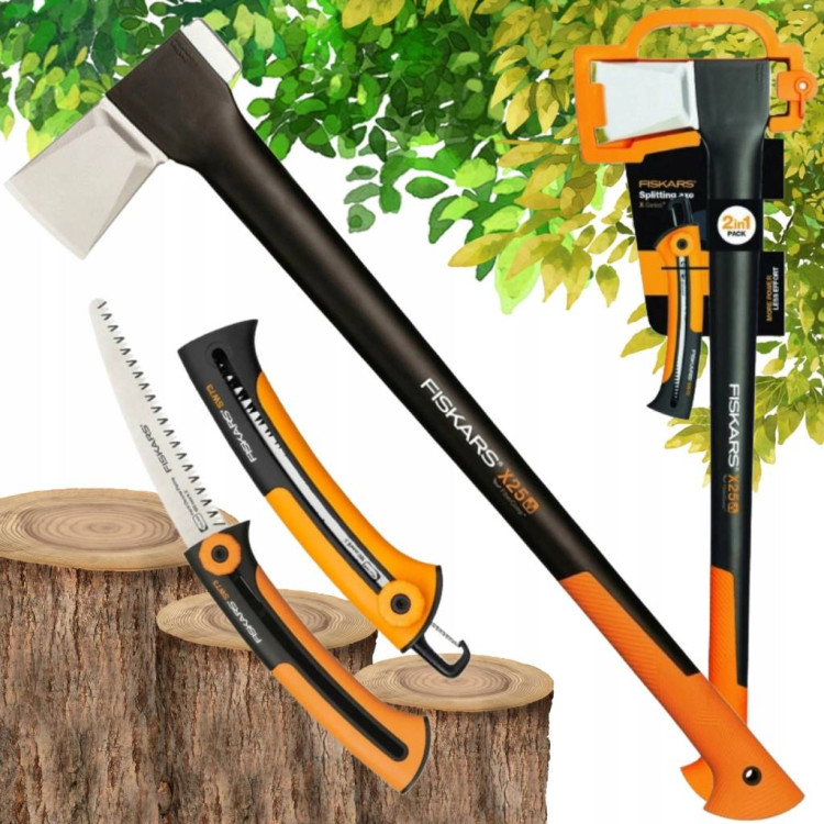 Fiskars set štípací sekera X25 + zahradní pila Xtract™ SW73 1025437