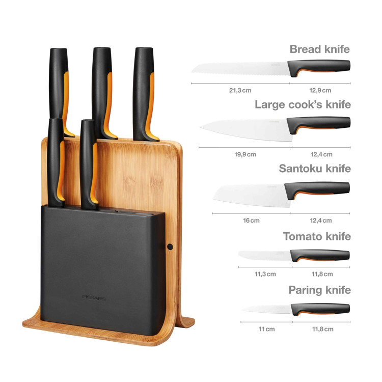 Fiskars Functional Form bambusový blok s 5 noži 1057552