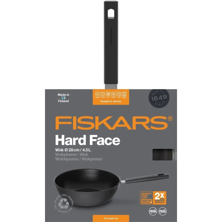 Fiskars Hard Face Wok pánev 28 cm / 4,5 l – 1052233