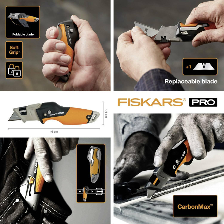 Fiskars Pro CarbonMax – univerzální skládací nůž 160 mm 1027224