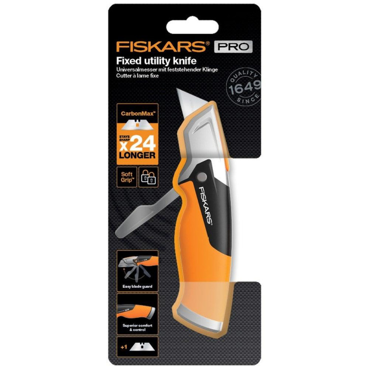 Fiskars Pro CarbonMax – univerzální pracovní nůž s pevnou čepelí 1027222