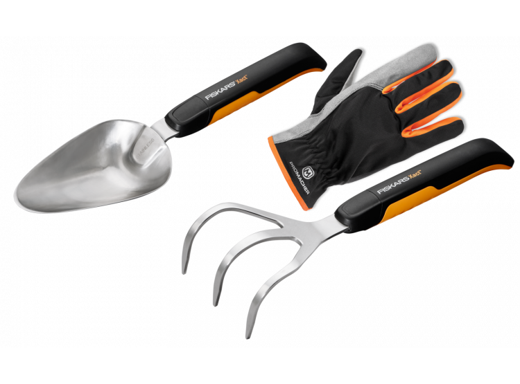 Fiskars Set drobného nářadí Xact & rukavice Promacher