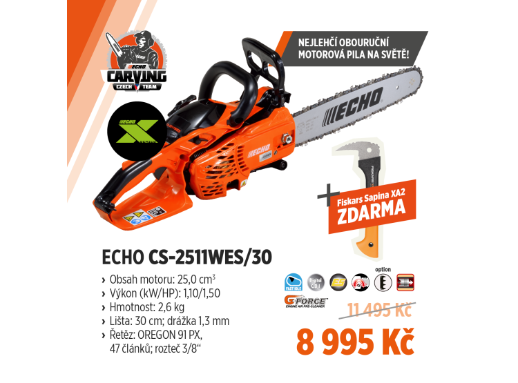 ECHO CS-2511WES/30 benzínová motorová pila 30 cm + sapina Fiskars v hodnotě 1 260 Kč ZDARMA – 15464201